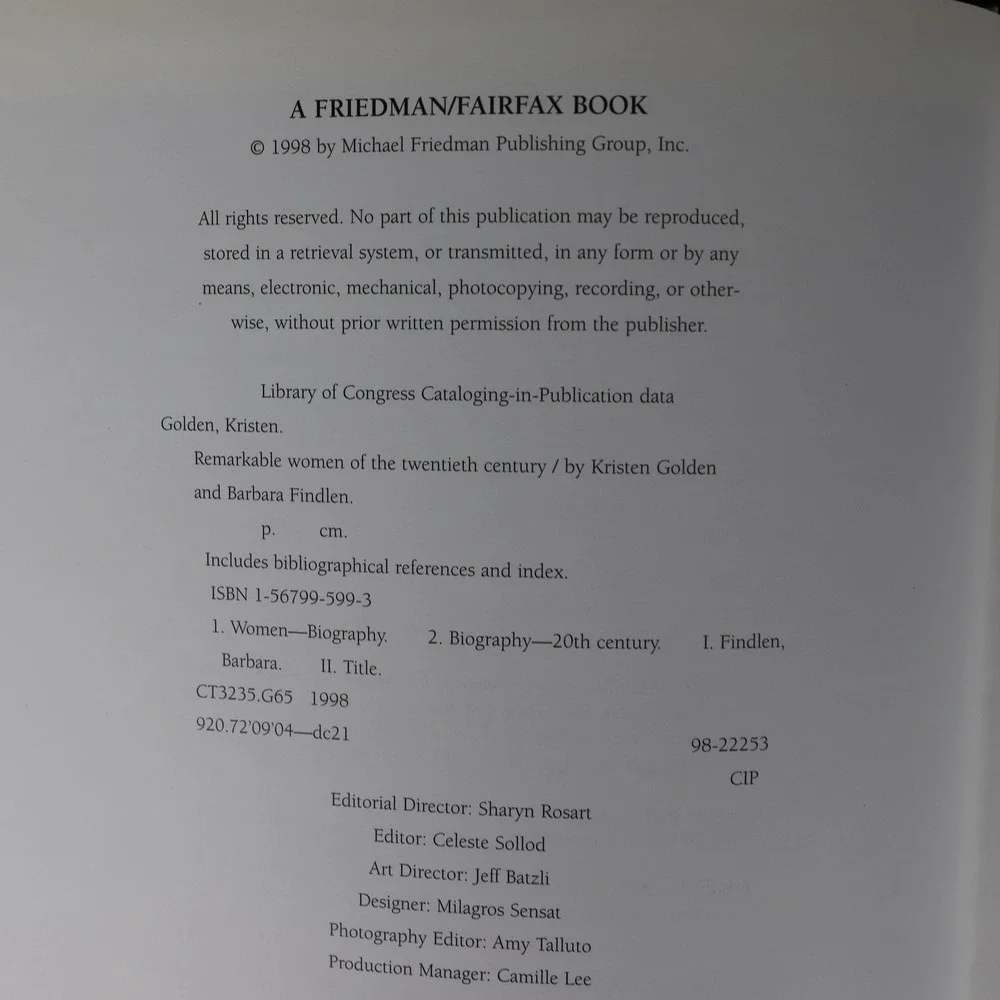 Vintage Remarkable Women 20th Century Golden Findlen White HC 1998 UK Biography